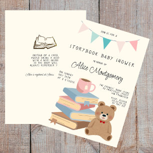 Invitation Fête de Bébé sur le Thème de la Bibliothèque de Co