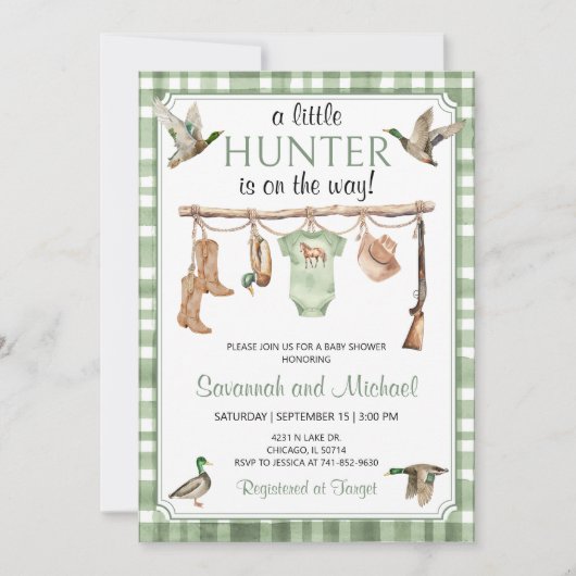 Invitation Fête de Bébé sur le Thème de la Chasse au Canard (Devant)