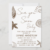 Invitation Fête de Bébé sur le thème de la Mer Bientôt Bébé s (Devant)