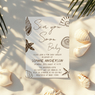 Invitation Fête de Bébé sur le thème de la Mer Bientôt Bébé s