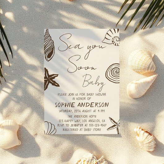 Invitation Fête de Bébé sur le thème de la Mer Bientôt Bébé s