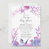 Invitation Fête de bébé sur le thème de l'océan à l'aquarelle (Devant)
