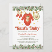 Invitation Fête de bébé sur le thème de Noël avec demande de (Devant)