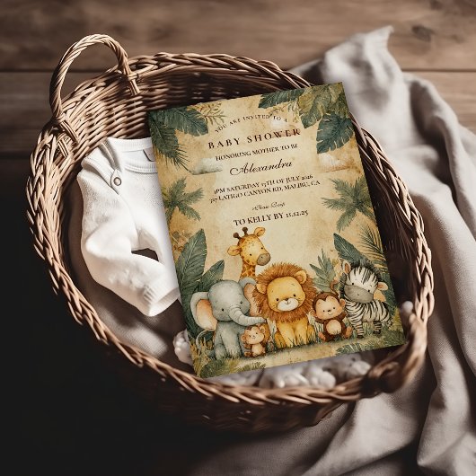 Invitation Fête de Bébé sur le thème des Créatures de la Forê