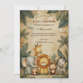 Invitation Fête de Bébé sur le thème des Créatures de la Forê (Devant)