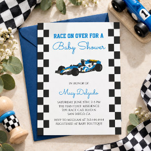 Invitation Fête de Bébé sur le Thème des Voitures de Course