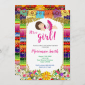 Invitation Fête de bébé sur le thème floral d'une fille mexic (Devant / Derrière)