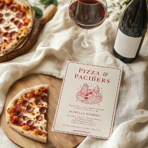 Invitation Fête de bébé sur le thème italien Pizza et Tétines