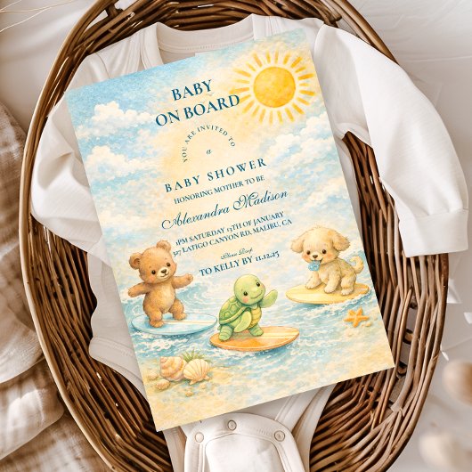 Invitation Fête de Bébé Surf's Up