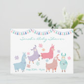 Invitation Fête de bébé surprise avec des lamas dansants (Debout devant)