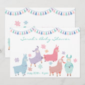 Invitation Fête de bébé surprise avec des lamas dansants (Devant / Derrière)