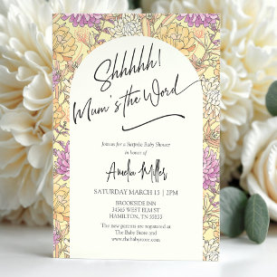 Invitation Fête de Bébé Surprise Fleurie 'Mum's the Word'