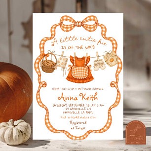 Invitation Fête de bébé Tarte Vichy Orange