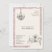 Invitation Fête de bébé Tea Party Fille Coquette Rose (Devant)