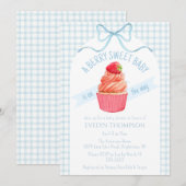 Invitation Fête de bébé thème baie bleue ciel 001 (Devant / Derrière)