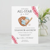 Invitation Fête de bébé thème baseball Little Slugger (Debout devant)