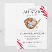Invitation Fête de bébé thème baseball Little Slugger (Devant / Derrière)