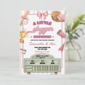 Invitation Fête de Bébé Thème Baseball Petite Frappeuse (Debout devant)