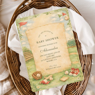 Invitation Fête de bébé thème baseball vintage