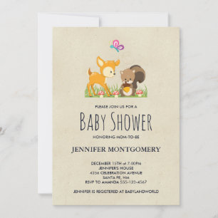 Invitation Fête de Bébé Thème Cartoon Créatures Mignonnes de