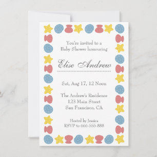 Invitation Fête de bébé thème coquillages colorés