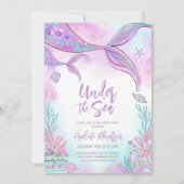 Invitation Fête de bébé thème de la mer et de la sirène (Devant)