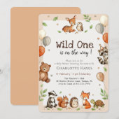 Invitation Fête de Bébé Thème Faune Sauvage Bois (Devant / Derrière)