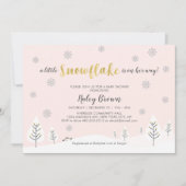 Invitation Fête de bébé thème hiver merveilleux en or, argent (Devant)
