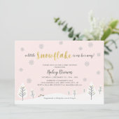 Invitation Fête de bébé thème hiver merveilleux en or, argent (Debout devant)