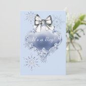 Invitation Fête de bébé thème hiver merveilleux flocon de nei (Debout devant)