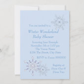 Invitation Fête de bébé thème hiver merveilleux flocon de nei (Dos)