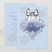 Invitation Fête de bébé thème hiver merveilleux flocon de nei (Devant / Derrière)
