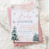 Invitation Fête de Bébé Thème Hiver Rose Pâle