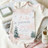 Invitation Fête de Bébé Thème Hiver Rose Pâle