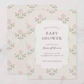 Invitation Fête de bébé thème Iris Bloqué Imprimé Floral Vint (Devant / Derrière)