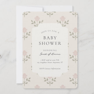 Invitation Fête de bébé thème Iris Bloqué Imprimé Floral Vint