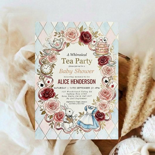 Invitation Fête de bébé thème jardin de conte de fées