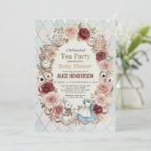 Invitation Fête de bébé thème jardin de conte de fées (Debout devant)