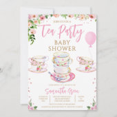 Invitation Fête de bébé thème jardin de fille (Devant)