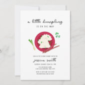 Invitation Fête de bébé thème Kawaii Chinois Dumpling Végétal (Devant)