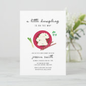 Invitation Fête de bébé thème Kawaii Chinois Dumpling Végétal (Debout devant)