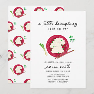 Invitation Fête de bébé thème Kawaii Chinois Dumpling Végétal