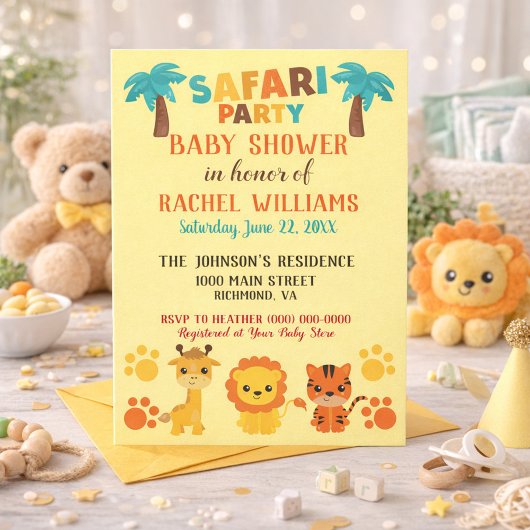 Invitation Fête de bébé thème Safari Mixte