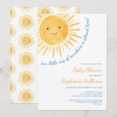 Invitation Fête de Bébé Thème Soleil Garçon (Devant / Derrière)