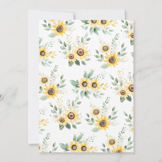 Invitation Fête de bébé thème tournesols vache sacrée mixte (Dos)