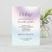 Invitation Fête de bébé tie dye Bleu Blanc Violet (Debout devant)