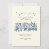 Invitation Fête de Bébé 'Tiny Human Shindig' Dessinée à la Ma (Devant)