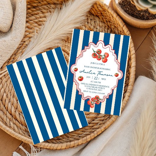 Invitation Fête de Bébé Tomate Thème Italien
