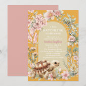Invitation Fête de bébé Tortue Fille (Devant / Derrière)