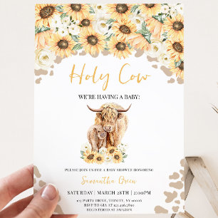 Invitation Fête de bébé Tournesol Vache Sacrée